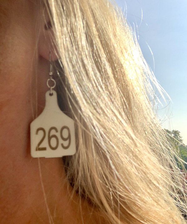 Ohrringe Ohrmarke aus Holz "269"