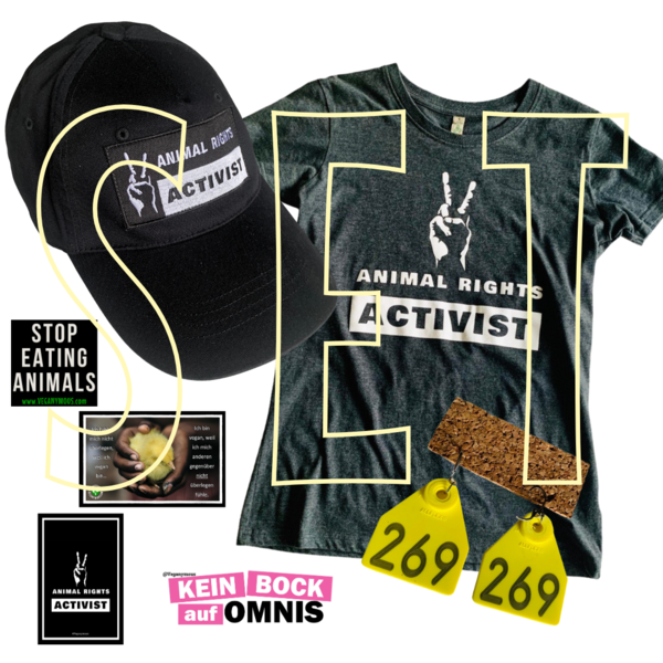 Animal Rights Activist T-Shirt & Cap Set für Hammer Frauen - vegan&nachhaltig&fair