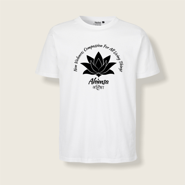 AHIMSA Unisex T-Shirt - vegan, nachhaltig & fair (weiss)