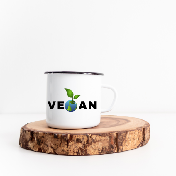 "Vegan World" - Emaille Tasse