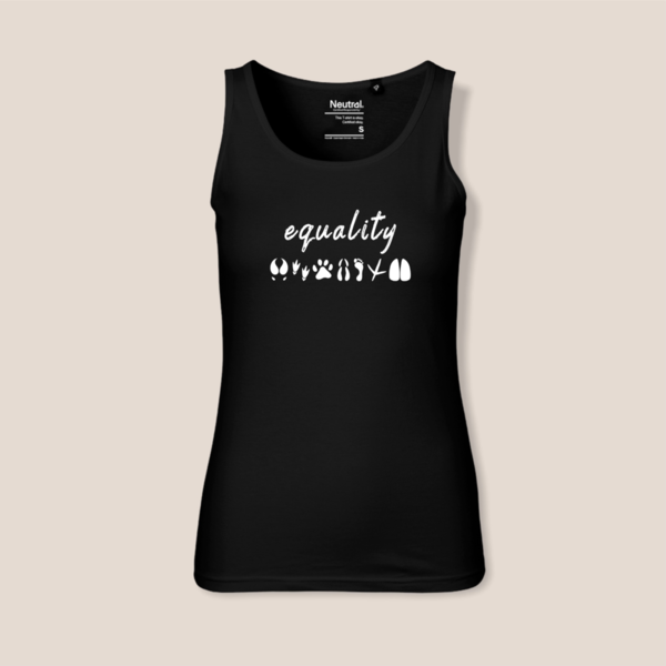 "equality" für super Frauen tank top - vegan, nachhaltig&fair (schwarz oder weiss)