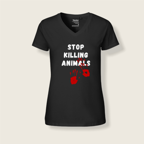 "Stop Killing Animals" für mega Frauen V-Ausschnitt - nachhaltig & fair