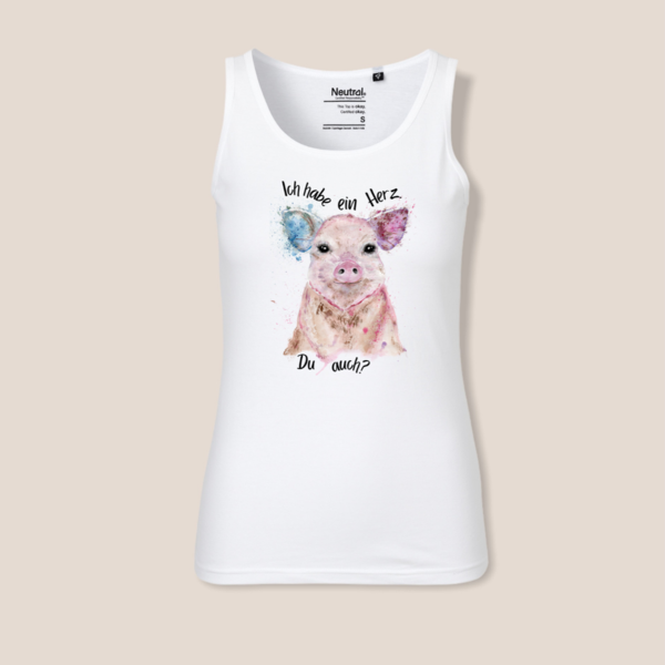 "Ich habe ein Herz" buntes Schweinchen für super Frauen tank top, vegan, nachhaltig & fair