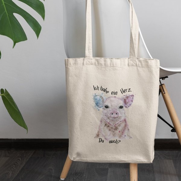 vegane & faire Einkaufstasche aus Bio Baumwolle "ich habe ein Herz"