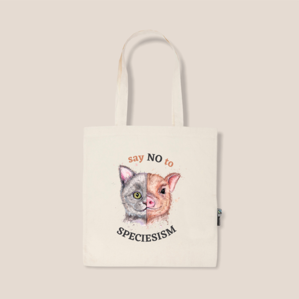 vegane & faire Einkaufstasche aus Bio Baumwolle "say NO to SPECIESISM"
