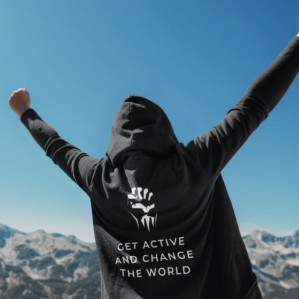 "get active and change the world" Unisex Jersey Hoodie mit Zip - vegan, nachhaltig & fair