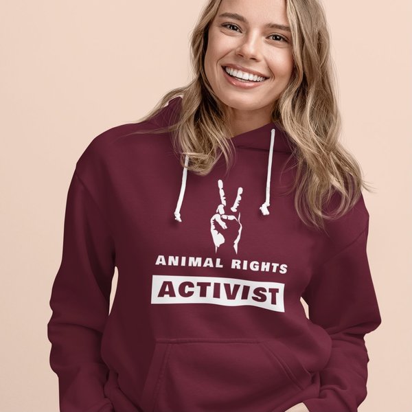 Everybody`s Favorite Hoodie "Animal Rights Activist" vegan, fair & nachhaltig (bordeaux)