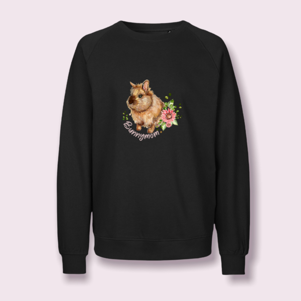 Unisex Sweatshirt „Bunnymom" vegan, fair & nachhaltig (schwarz)