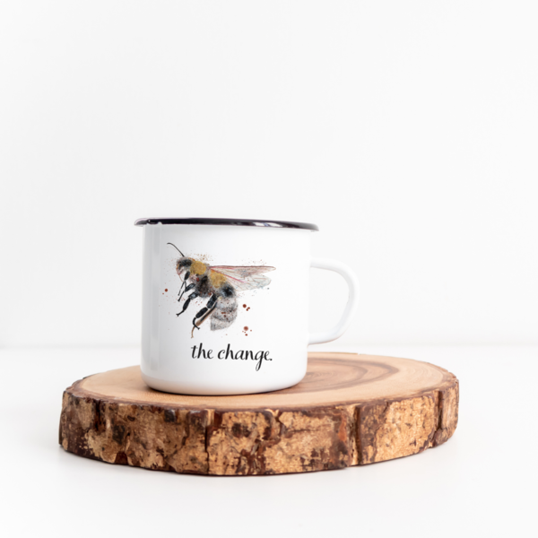 "Bee the Change" - Emaille Tasse