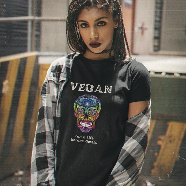 "Vegan - for a life before death" Unisex T-Shirt - vegan, nachhaltig & fair (schwarz)