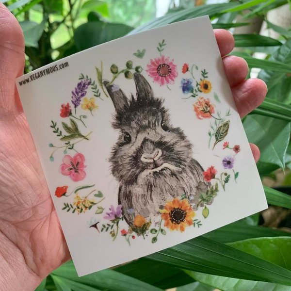 "Bunny im Blumenkranz" - Sticker vegan