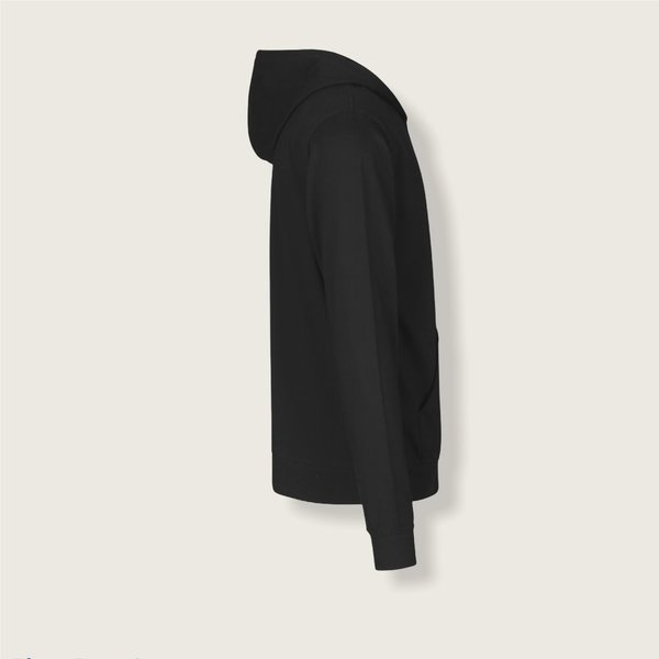 "Glücksrinder" Unisex Jersey Hoodie mit Zip, schwarz - vegan, nachhaltig&fair (beidseitig bedruckt)