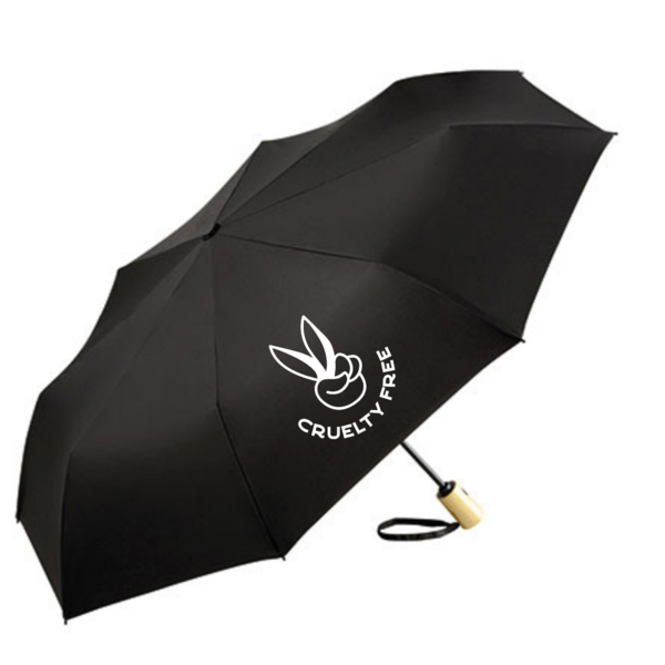 "Cruelty Free" nachhaltiger Bambus Regenschirm mit Doppelautomatik