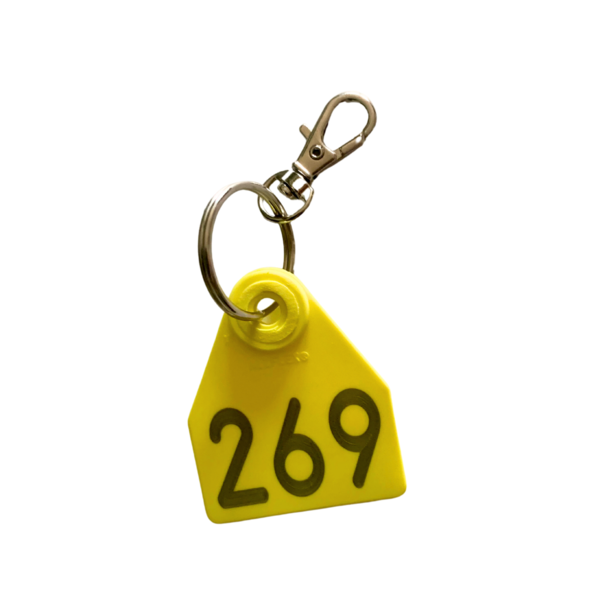 Schlüsselanhänger Original Ohrmarke klein/medium "269"