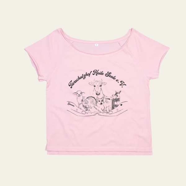 "Heile Seele" Flash Dance Frauen Shirt- locker&weit - vegan, nachhaltig&fair (rosa)