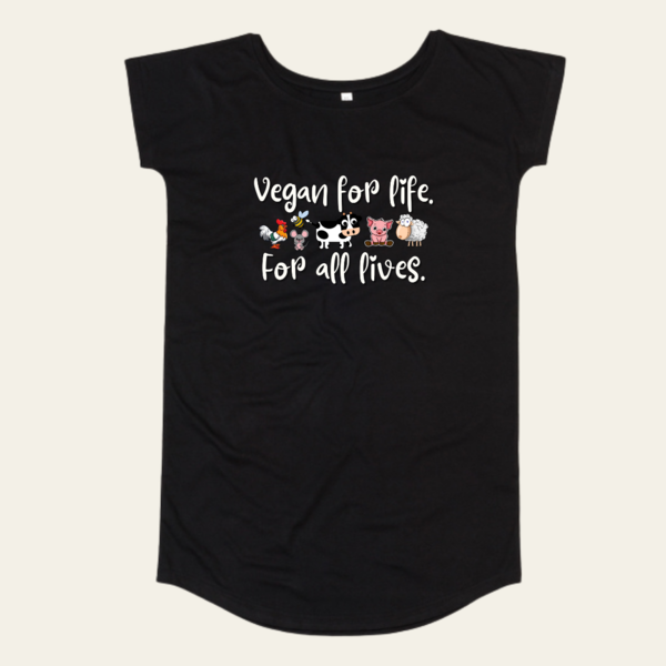 "Vegan for Life - for all lives" Loose Fit Dress - vegan, nachhaltig&fair (schwarz)