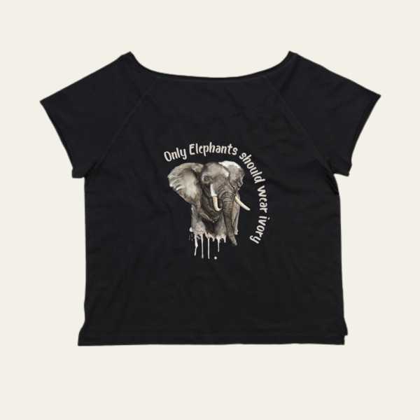"Only Elephants should wear ivory" Flash Dance Shirt - vegan, nachhaltig&fair (schwarz)