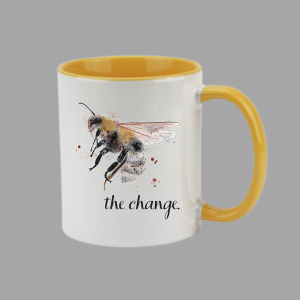 Keramik Tasse "Bee the change" (versch. Farben zur Auswahl)