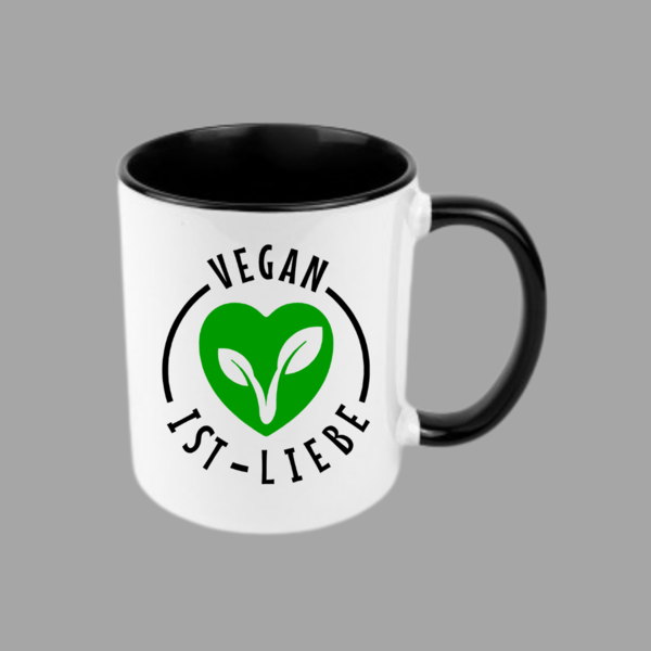Keramik Tasse "Vegan ist Liebe" (versch. Farben zur Auswahl)