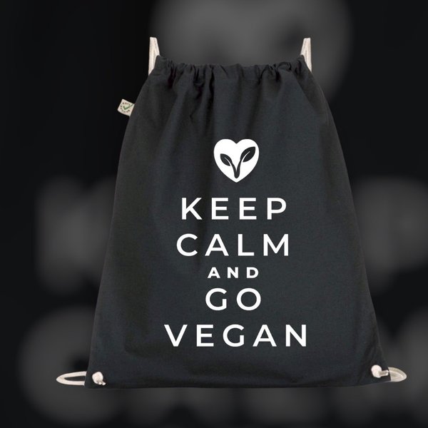 100% Bio Baumwolle Gym Bag  "Keep Calm and go Vegan"